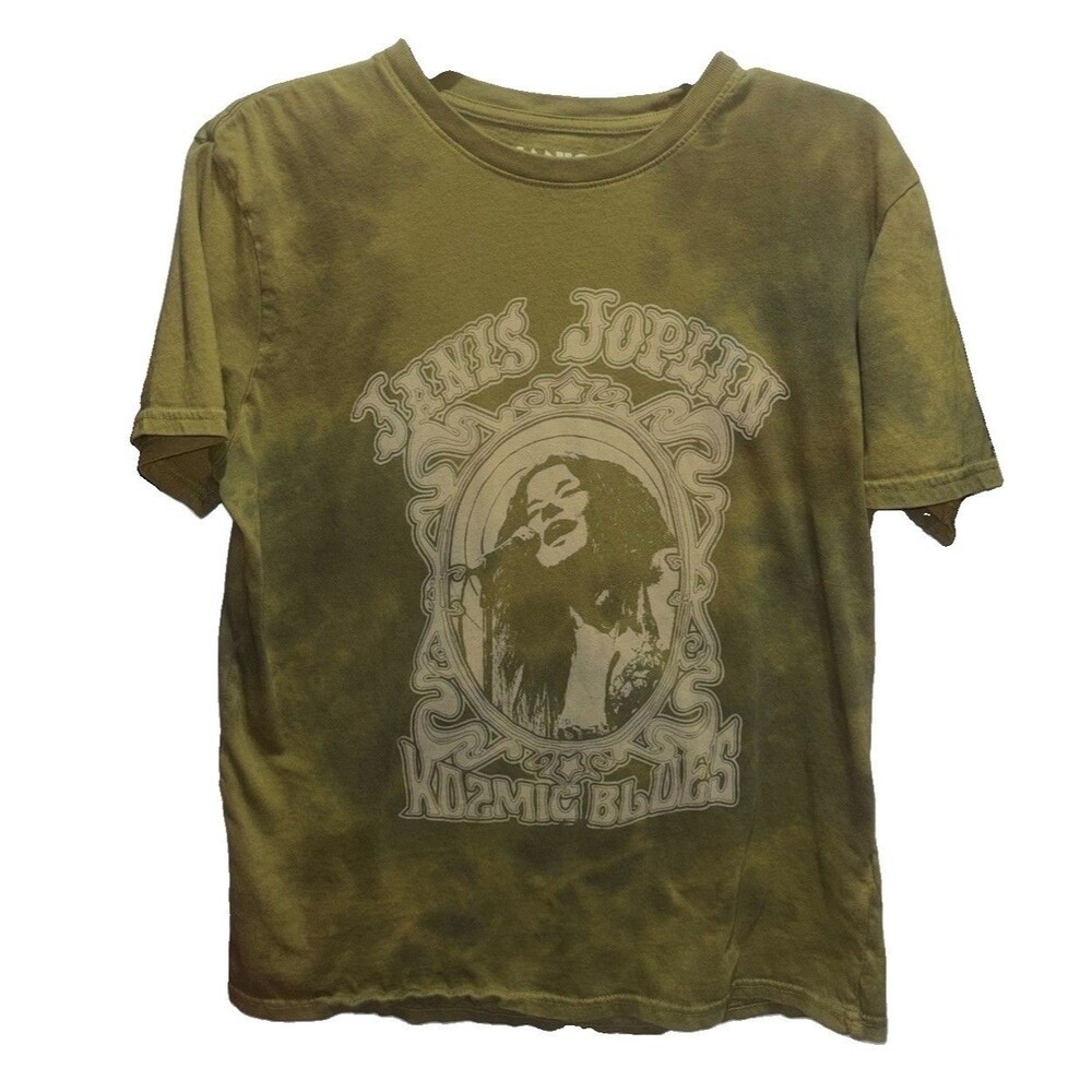 Lucky Brand Janis Joplin Kosmic Blues TShirt Vintage Hippie Palm Green Wmns M